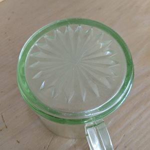 Green depression glass creamer